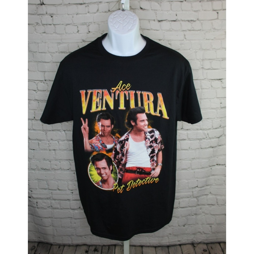 Ace Ventura: Pet Detective Jim Carrey Graphic Tee Black Medium 90s Movie T-Shirt